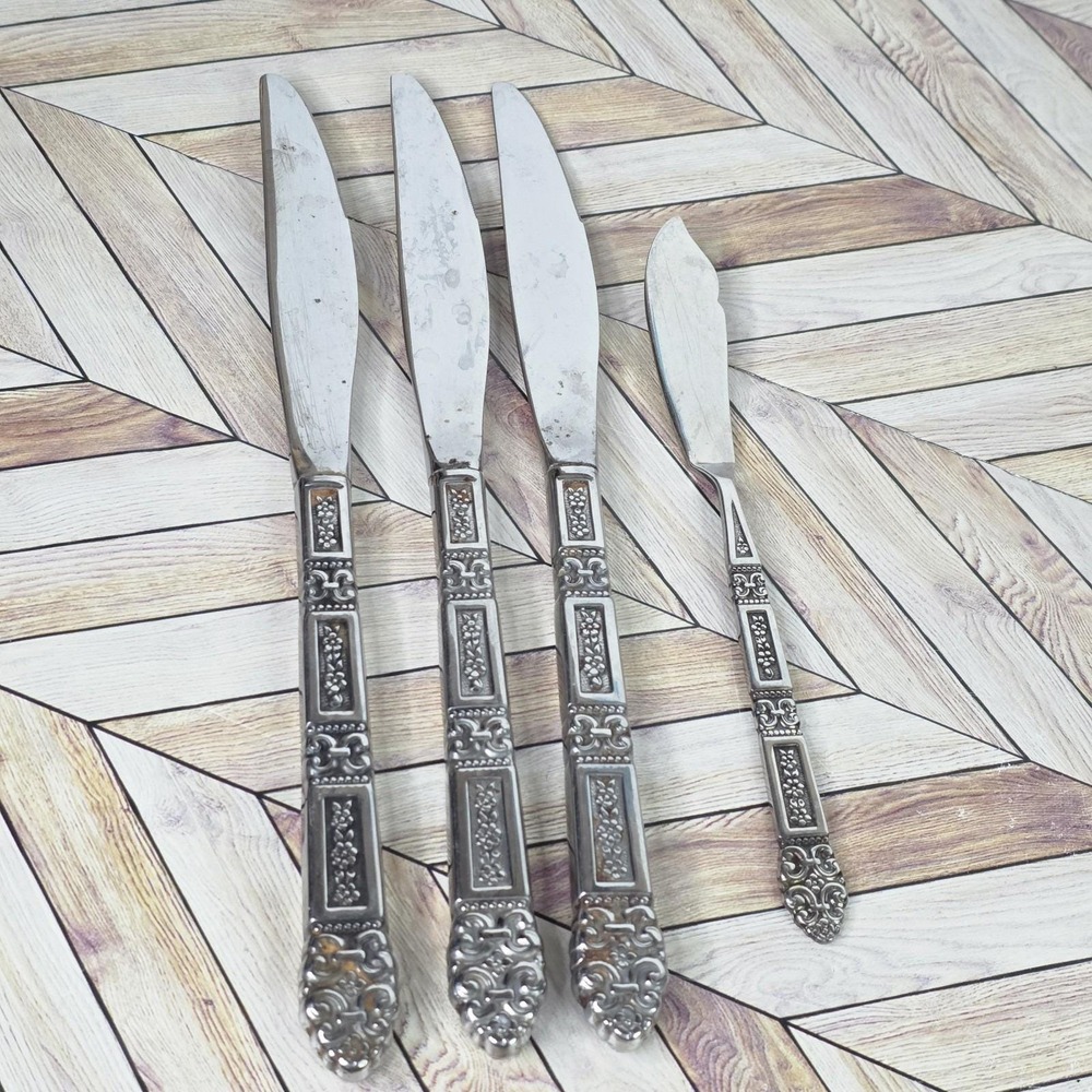 Lot Oneida 4 Knives+Butter Knive CORONATION Community Stainless Flatware Glossy